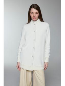 Cardigan Col Détaillé boutonné Écru/Or HR-0032