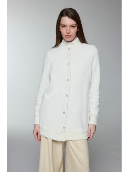 Cardigan Col Détaillé boutonné Écru/Or HR-0032