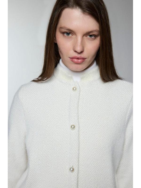 Cardigan Col Détaillé boutonné Écru/Or HR-0032