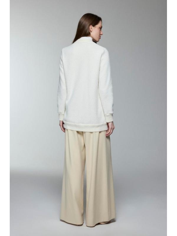 Cardigan Col Détaillé boutonné Écru/Or HR-0032