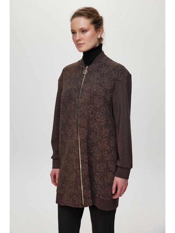 Veste C-0164 à fermeture éclair texturée détaillée