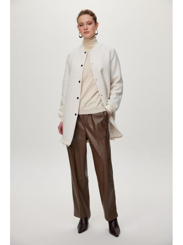 Veste écru à col rond à paillettes C-0193