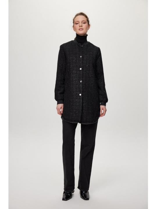 Veste écru à col rond à paillettes C-0193