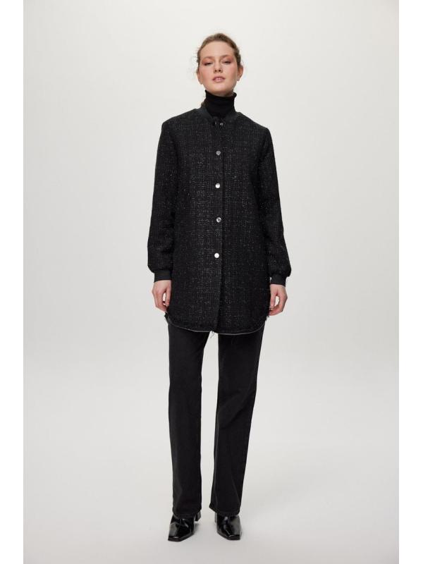 Veste écru à col rond à paillettes C-0193