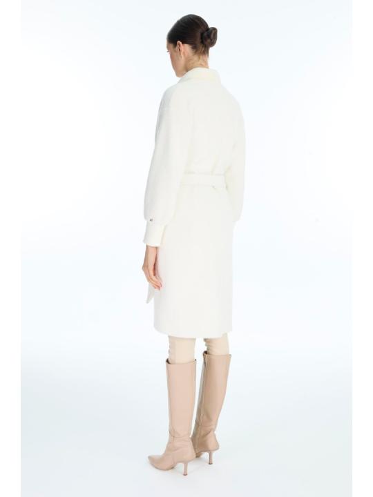 Cardigan Pierre de col châle détaillée en écru/or HR-0029