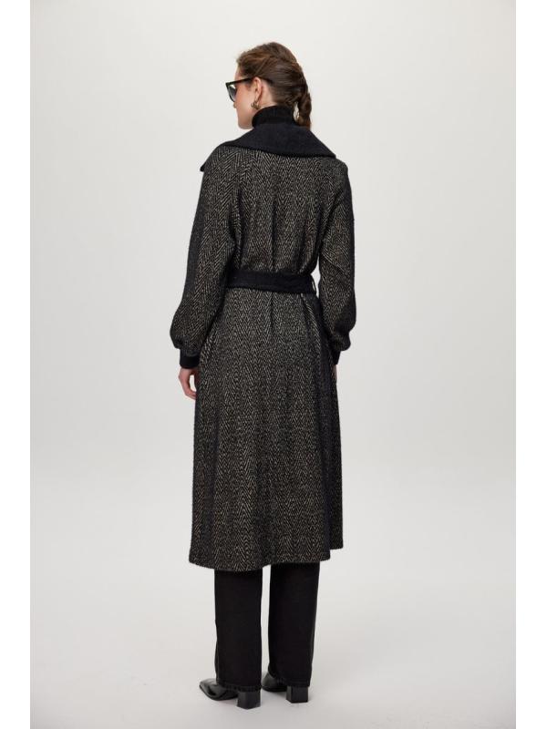 Cardigan Ceinture à capuche détaillée Usure noire/naphthi GC-0221