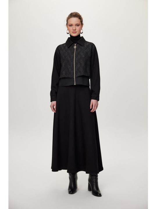 Ensemble deux péices Jupe de veste zippée à motifs Combinaison double TK-1710