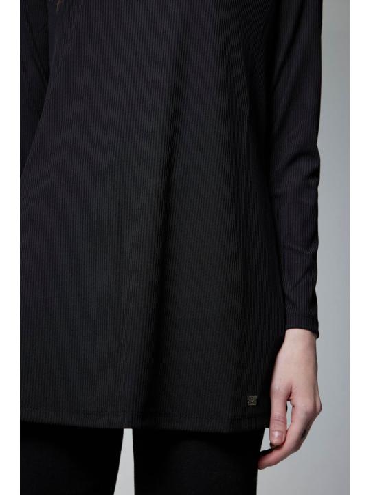 Col ras du cou côtelé à manches longues Tan Sous-vêtements i-0014