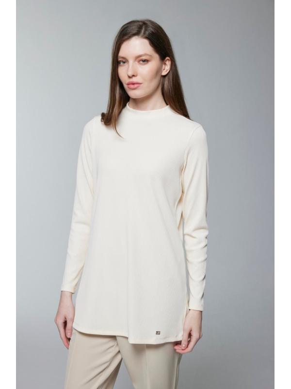 Col ras du cou côtelé à manches longues Tan Sous-vêtements i-0014