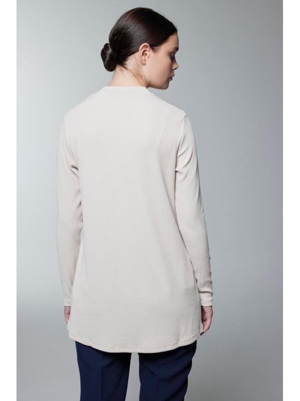 Col ras du cou côtelé à manches longues Tan Sous-vêtements i-0014