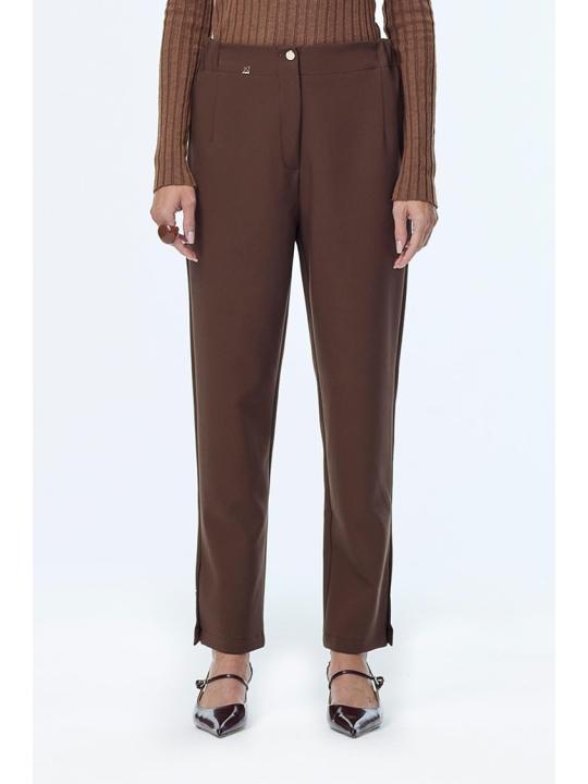 Pantalon cigarette à boutons de taille élastique P-0251