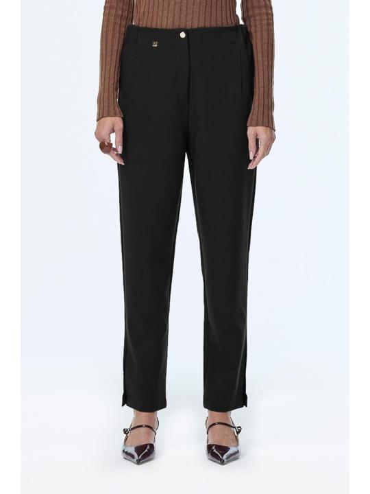 Pantalon cigarette à boutons de taille élastique P-0251