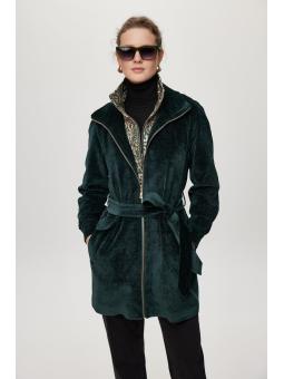 Veste verte ceinturée détaillée Leopard C-0179