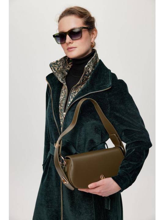 Veste verte ceinturée détaillée Leopard C-0179