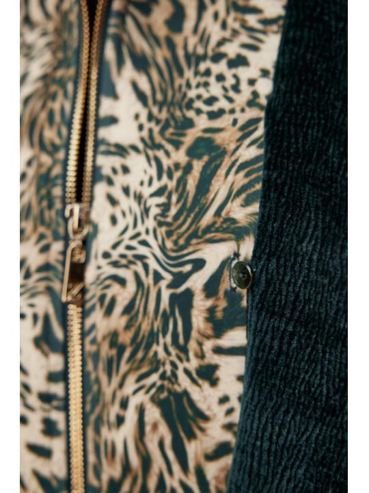 Veste verte ceinturée détaillée Leopard C-0179