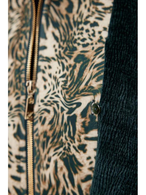 Veste verte ceinturée détaillée Leopard C-0179