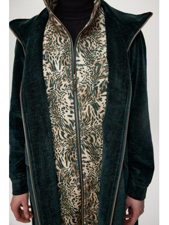 Veste verte ceinturée détaillée Leopard C-0179