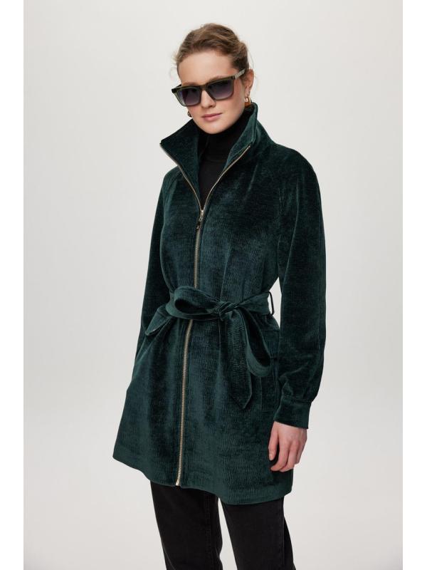 Veste verte ceinturée détaillée Leopard C-0179