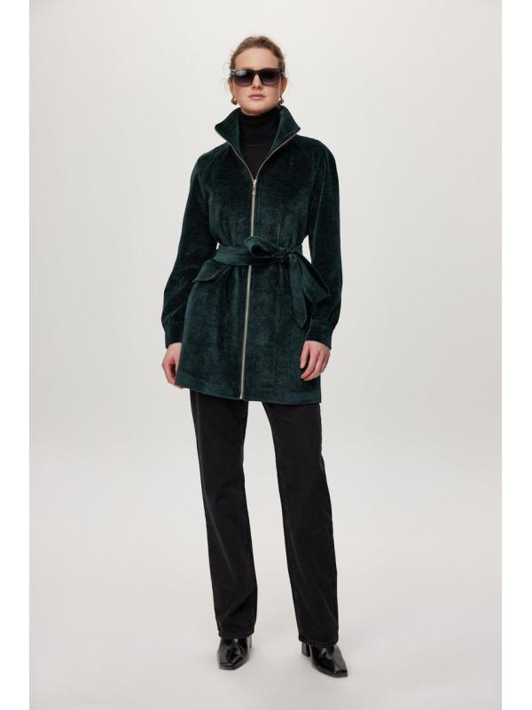 Veste verte ceinturée détaillée Leopard C-0179