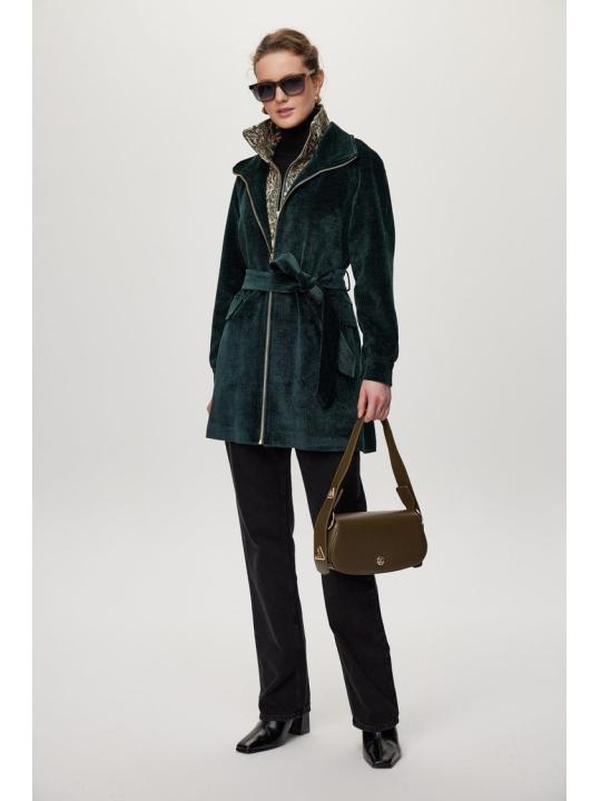 Veste verte ceinturée détaillée Leopard C-0179