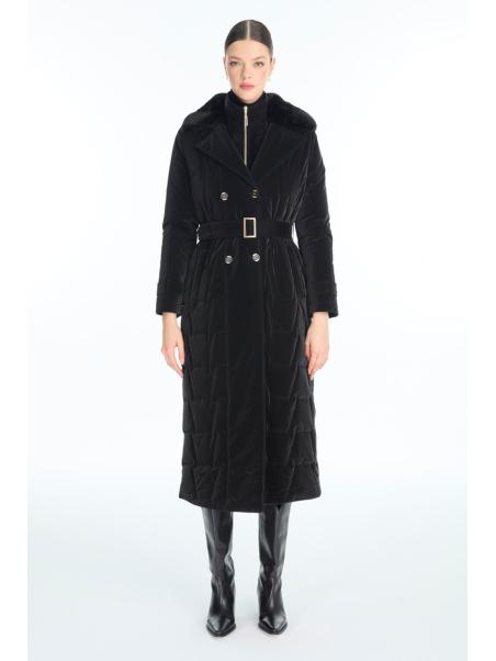 doudoune avec ceinture de col en fourrure Détail 13862