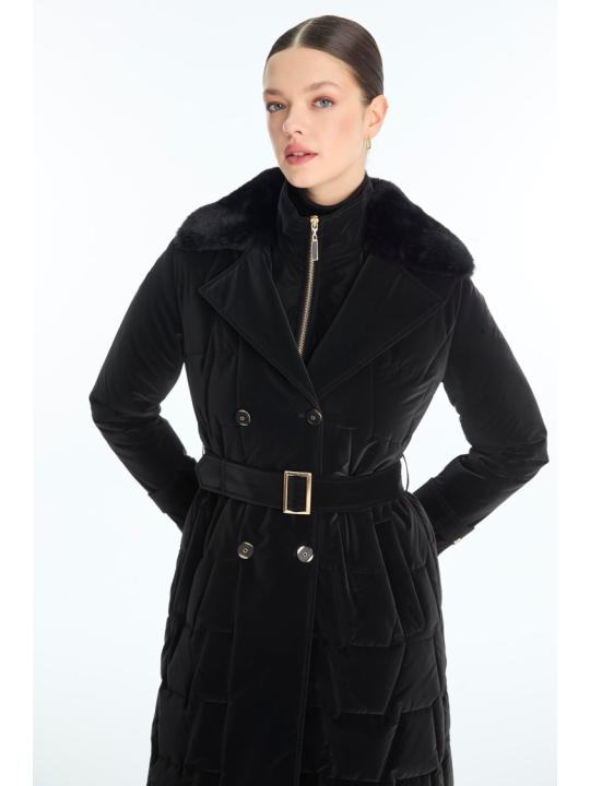 doudoune avec ceinture de col en fourrure Détail 13862