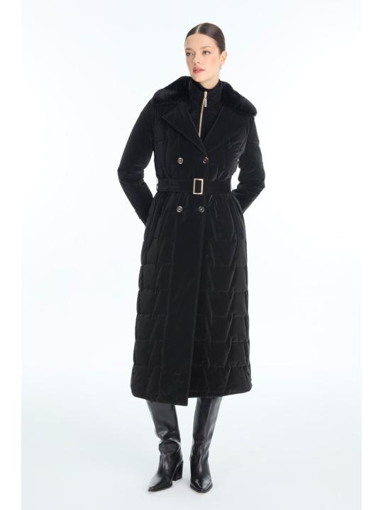 doudoune avec ceinture de col en fourrure Détail 13862