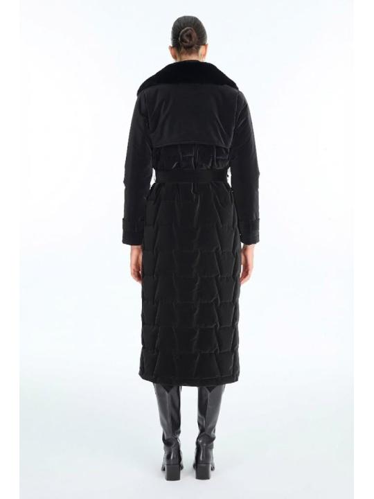 doudoune avec ceinture de col en fourrure Détail 13862