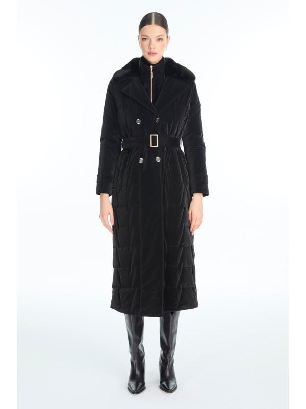 doudoune avec ceinture de col en fourrure Détail 13862