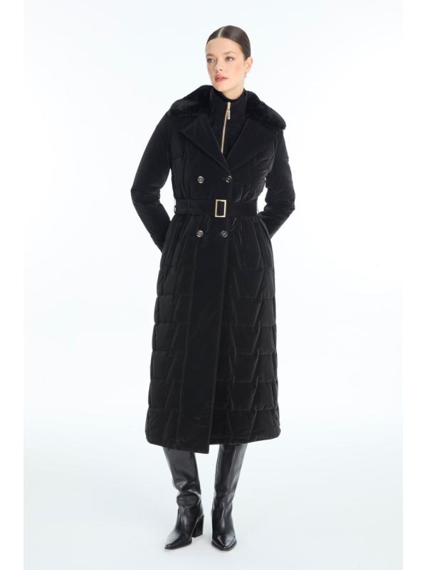 doudoune avec ceinture de col en fourrure Détail 13862