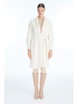 Cardigan Pierre de col châle détaillée en écru/or HR-0029