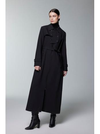 Trench-coat ceinturé avec boutons et fermeture éclair 13928