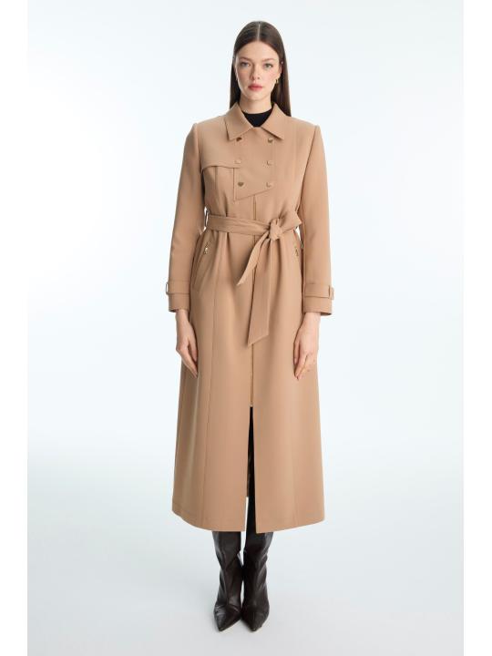 Trench-coat ceinturé avec boutons et fermeture éclair 13928