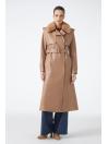 Trench-coat en cuir à col de fourrure 13822