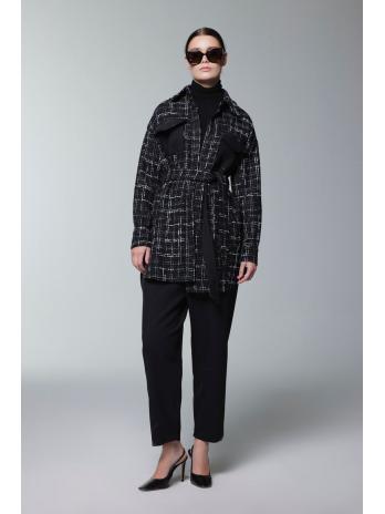 Costume double ceinturé à motifs en tweed TK-1704