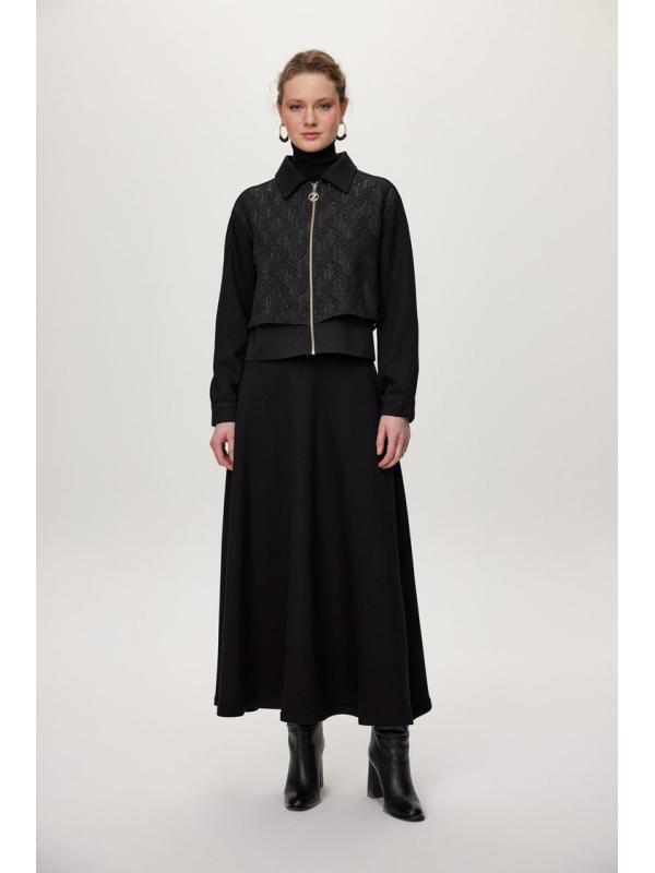 Ensemble deux péices Jupe de veste zippée à motifs Combinaison double TK-1710