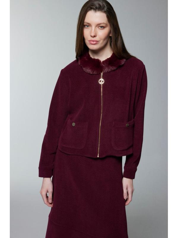 Jupe veste zippée col en fourrure Double costume TK-1730