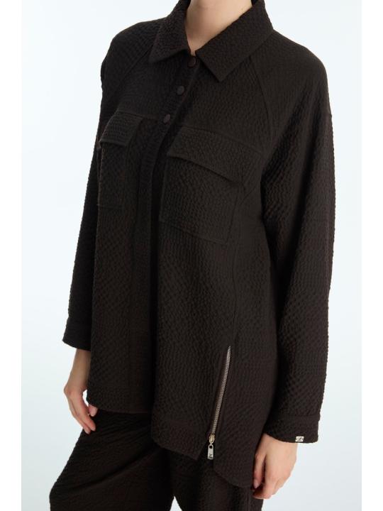 Poche texturée et fermeture éclair détaillée Double Set TK-1697