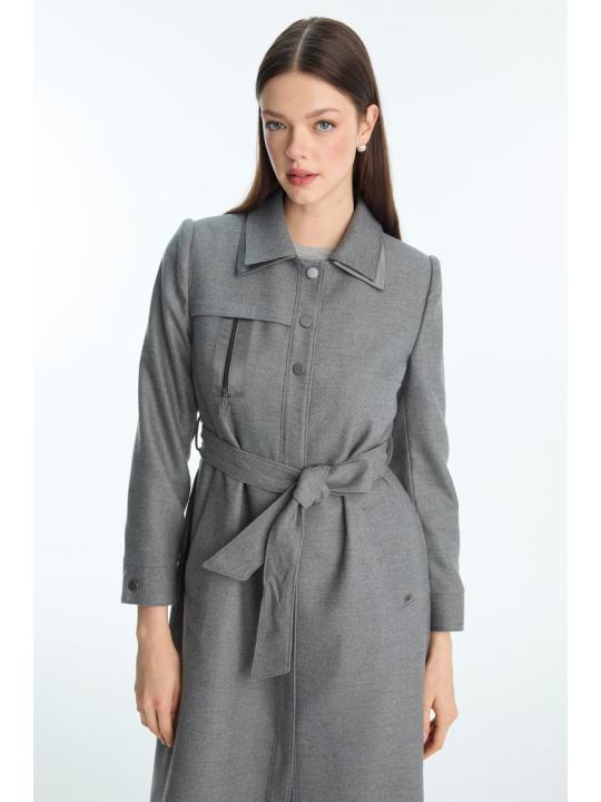 Fermeture éclair détaillée ceinturée Topcoat 13943