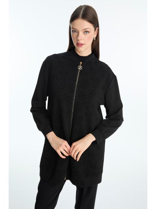 Veste C-0164 à fermeture éclair texturée détaillée