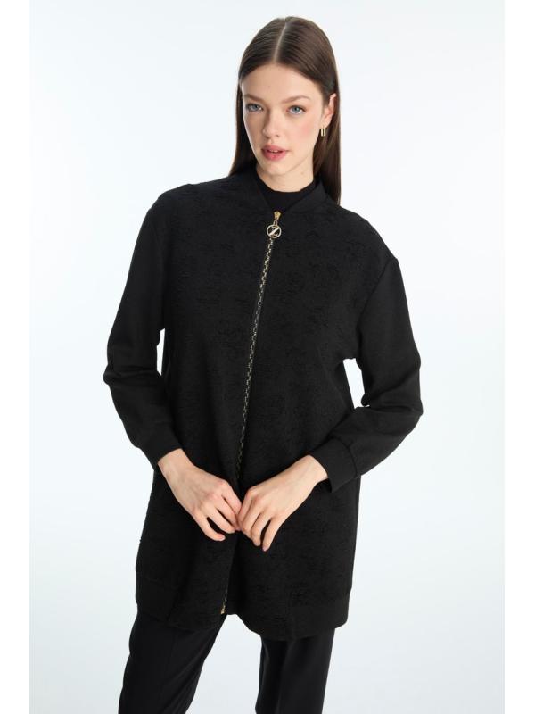 Veste C-0164 à fermeture éclair texturée détaillée