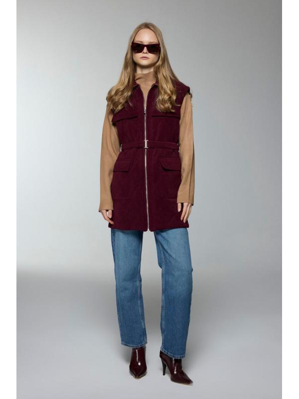 Gilet Y-0097 à poche à poches et détaillées ceinturées