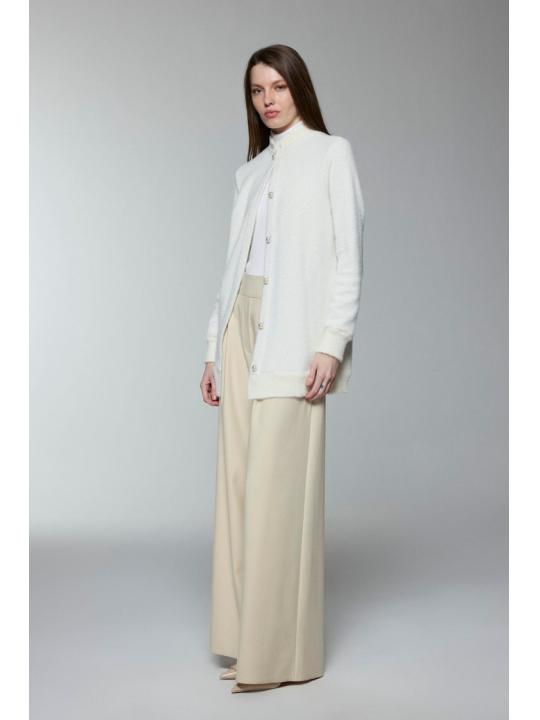 Cardigan Col Détaillé boutonné Écru/Or HR-0032