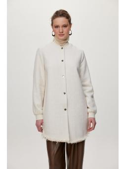 Veste écru à col rond à paillettes C-0193