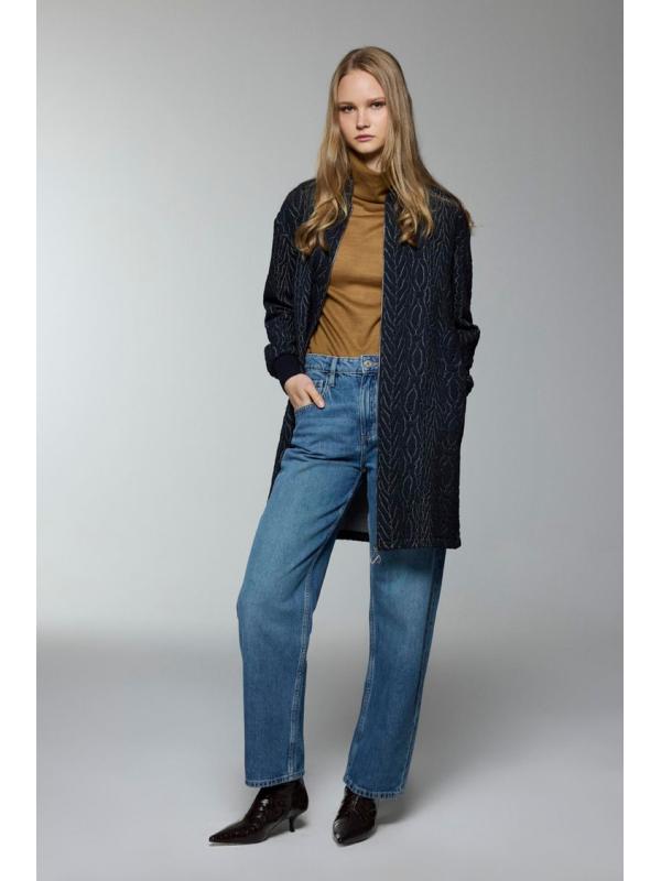 Veste bleu marine détaillée à col dominant