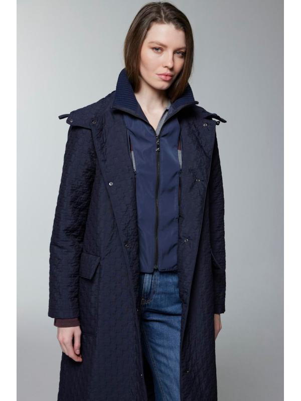 Manteau noir à capuche à motifs 13856