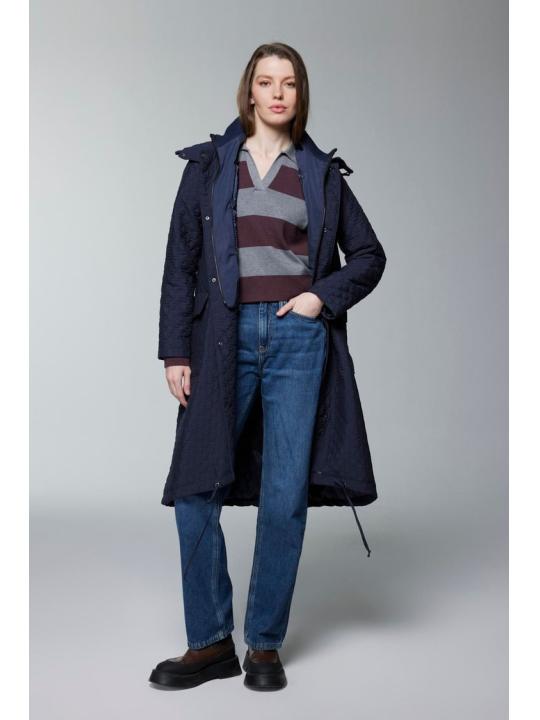 Manteau noir à capuche à motifs 13856