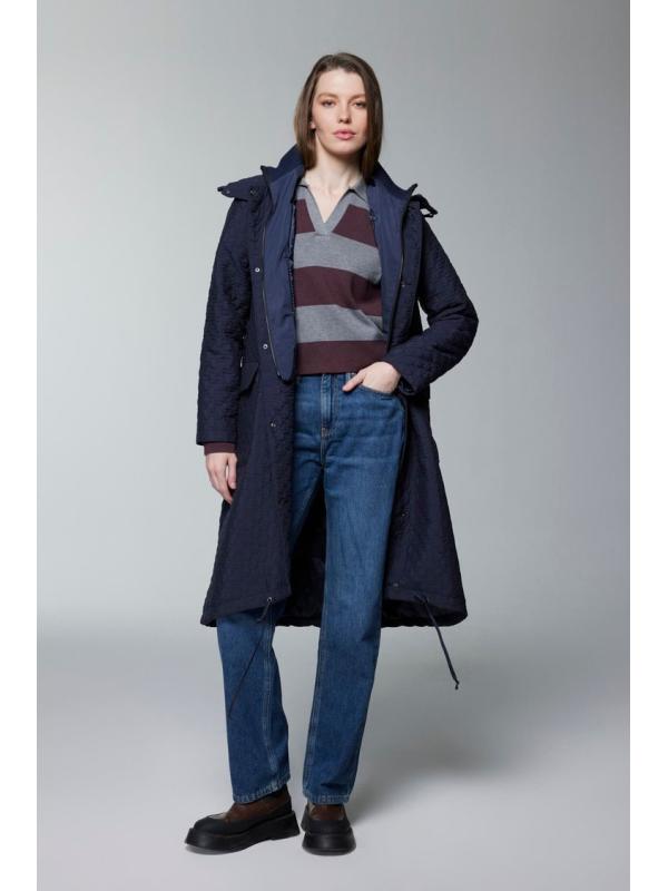 Manteau noir à capuche à motifs 13856