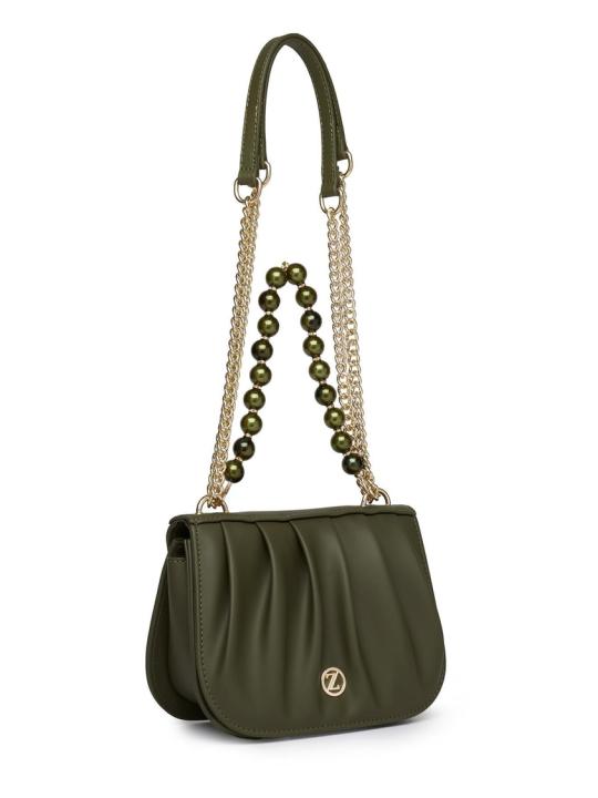 Sac à main et à bandoulière  avec bandoulière en chaîne et détail de perle Z0030