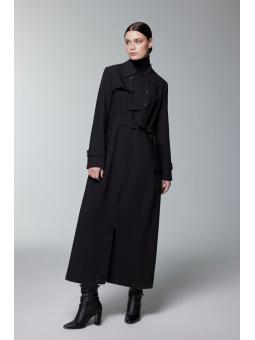 Trench-coat ceinturé avec boutons et fermeture éclair 13928